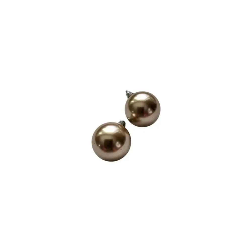Peachy Blush Rose Pearlescent Stud Earrings - Classic 1 cm Pierced - Picture 5 of 7